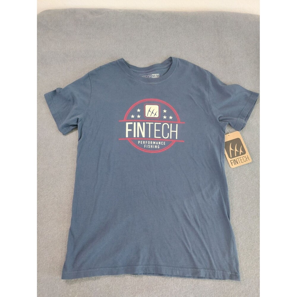Fintech Performance Fishing Sun Washed Graphic T-Shirt Dress Blues Mens M New